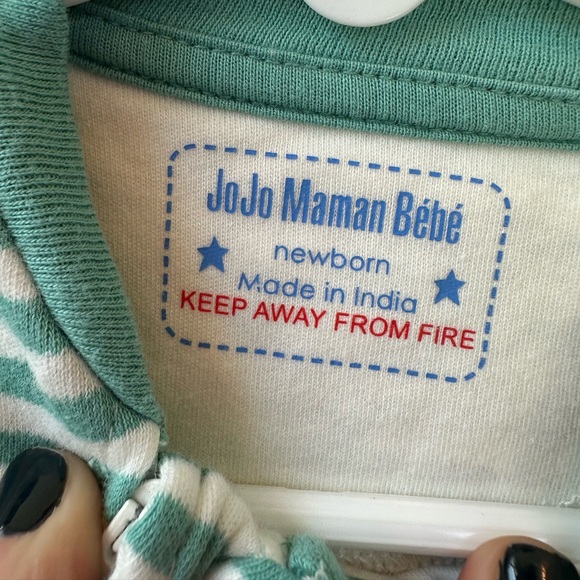 Jojo Maman Bebe Green Stripes Bear Appliqué Footie (Size Newborn) - Picture 5 of 6
